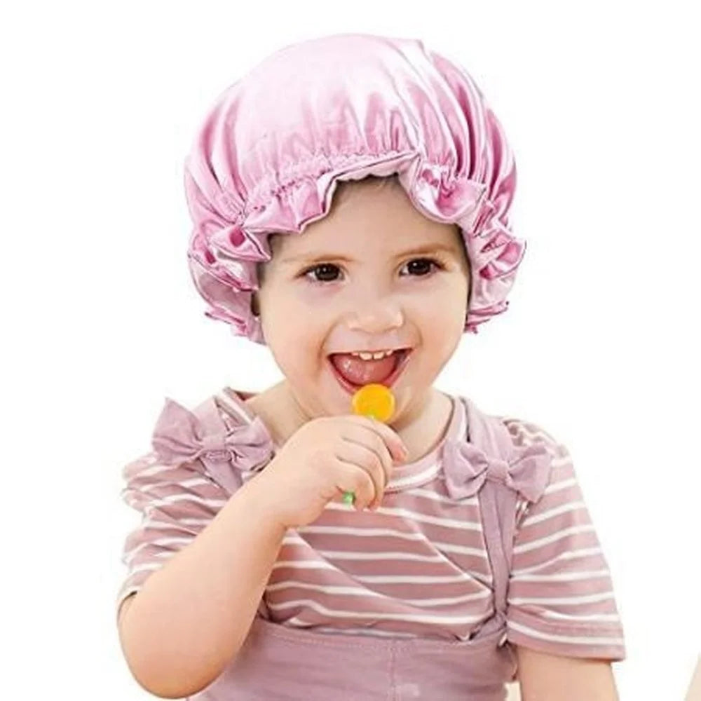 Big Bow Bliss: Double Layer Satin Night Cap - Baby Girls' Hair Protector & Stylish Turban